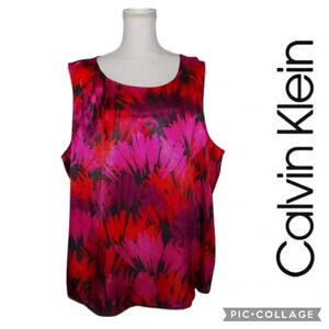 NWOT Calvin Klein Floral Sleeveless Blouse Size 3X